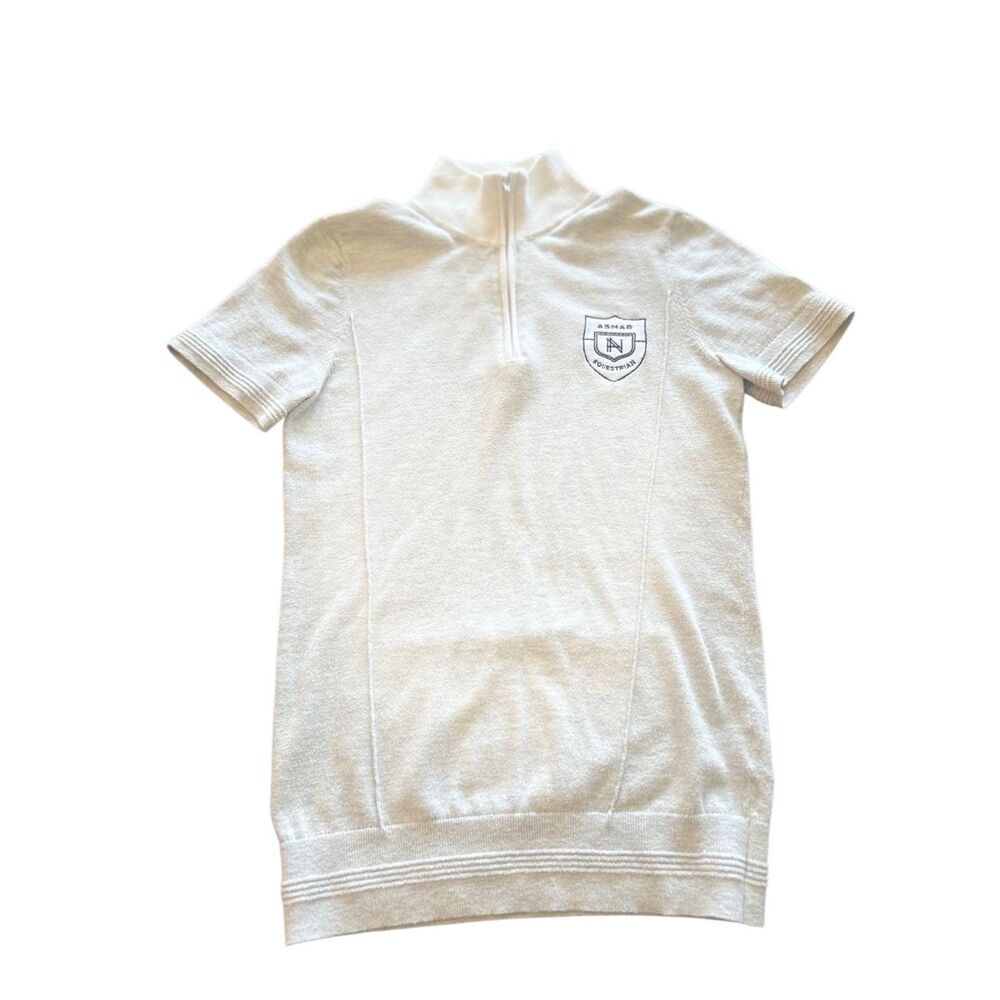 Asmar Equestrian Womens 1/4 Zip Short Sleeve Cool Max Horse Riding Shirt Gray XS